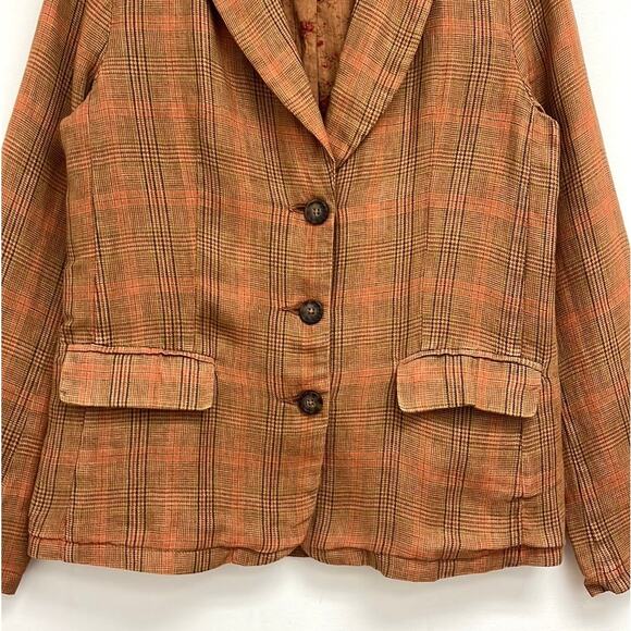 Sundance Edson Hill Plaid Linen Blazer Floral Rustic Autumnal Pockets Blazer XS - Picture 8 of 12